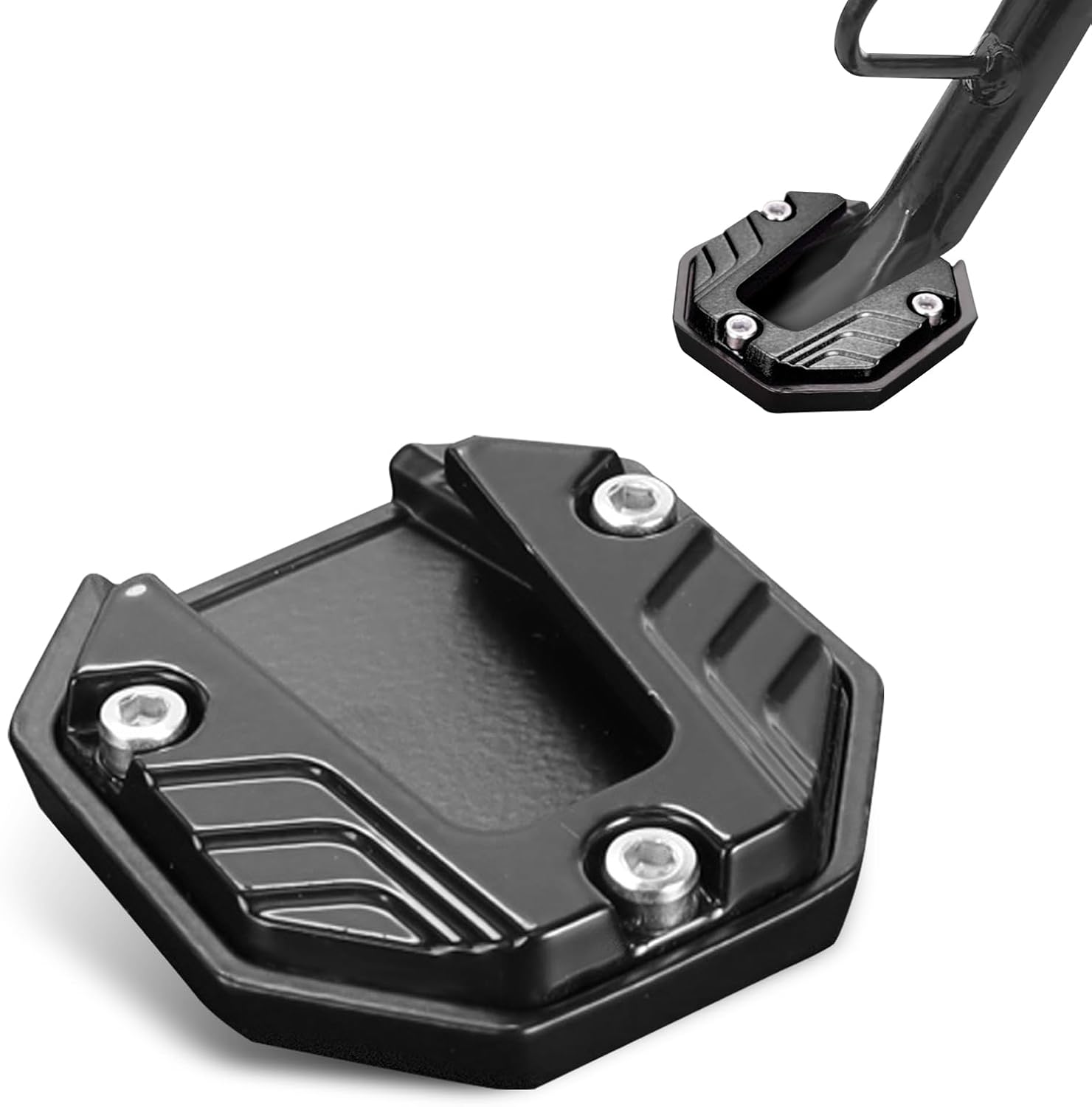 Motorcycle Kickstand Pad, Aluminum Alloy Motorcycle Kickstand Plate, Side Stand Extension Plate, Anti-Sink Extension Side Stand Foot Pad, Universal Motorcycle Support Accessory