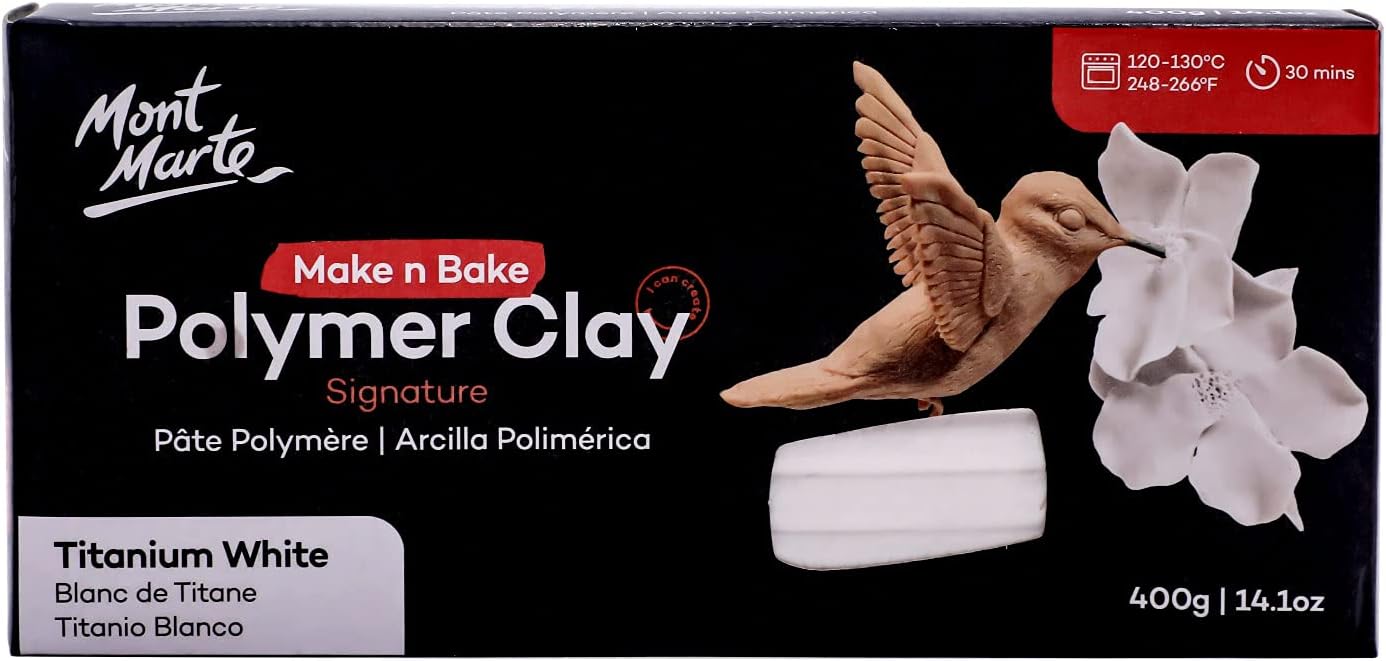 Mont Marte Make n Bake Polymer Clay 400g - Titanium White