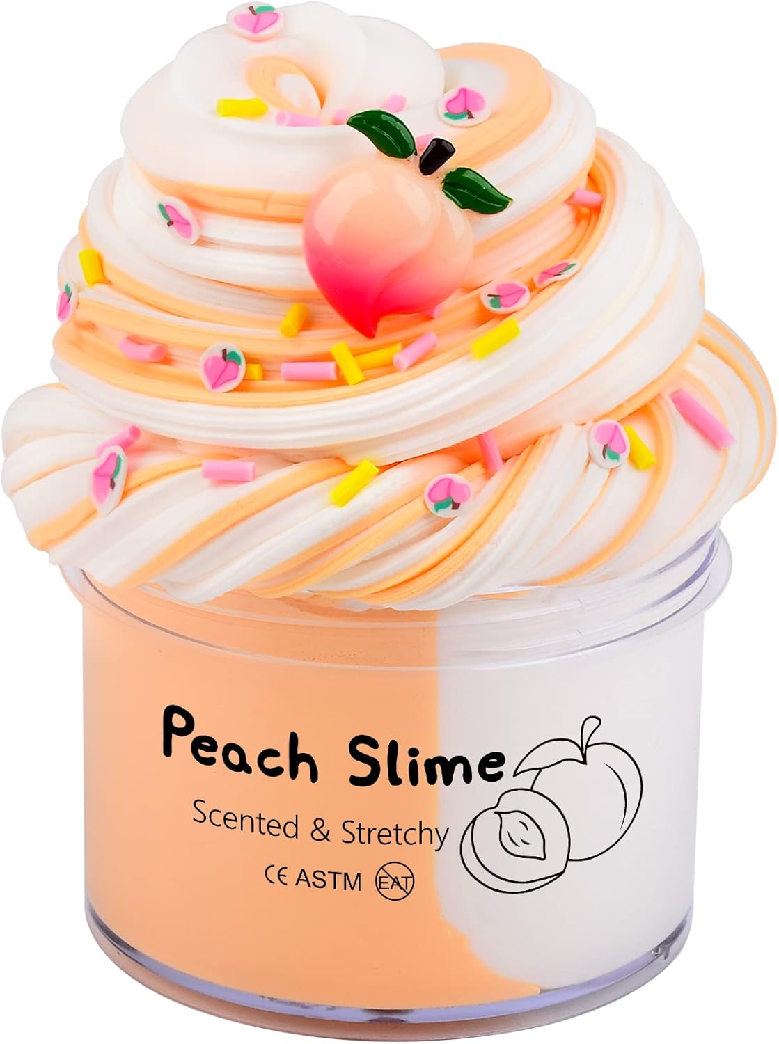 Peach Cake Butter Slime Kit, Party Favors Slime for Girls Boys, Soft & Non-Sticky, Putty Toys for Kids(7oz 200ML)