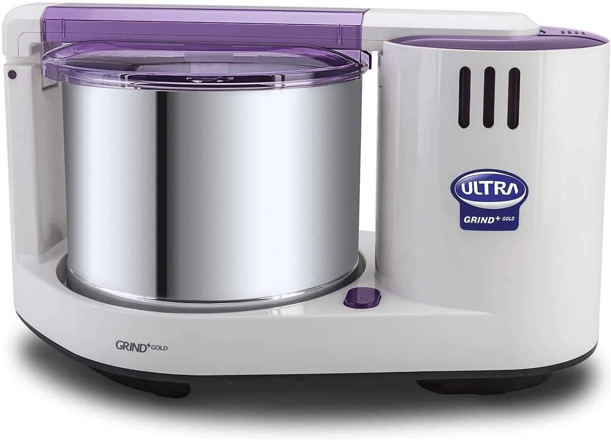 Elgi Ultra Perfect S Table Top Wet Grinder with Atta Kneader, 110-volt, Stainless Steel, Fortune White