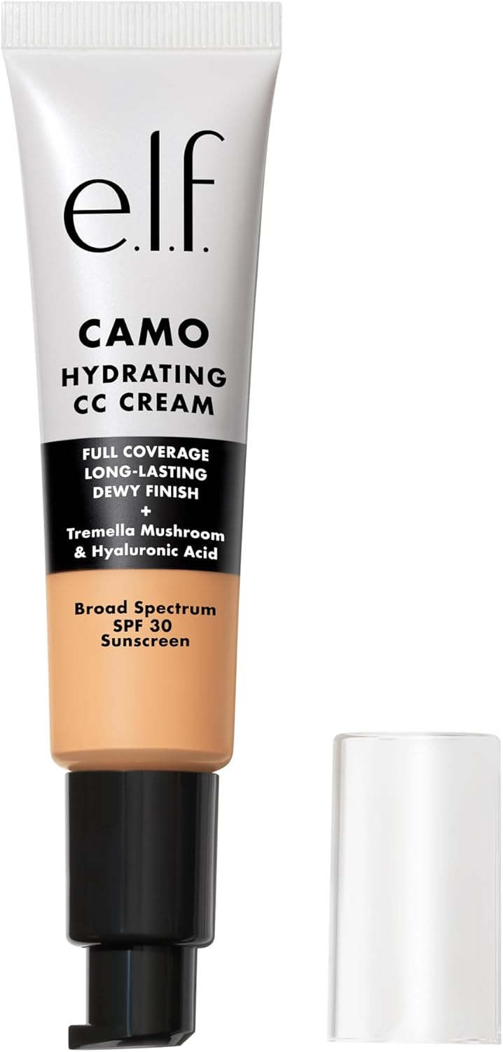 e.l.f. Hydrating Camo CC Cream, Colour Correcting Full Coverage Foundation For A Dewy Finish With SPF 30, Vegan & Cruelty-Free, Light 250W