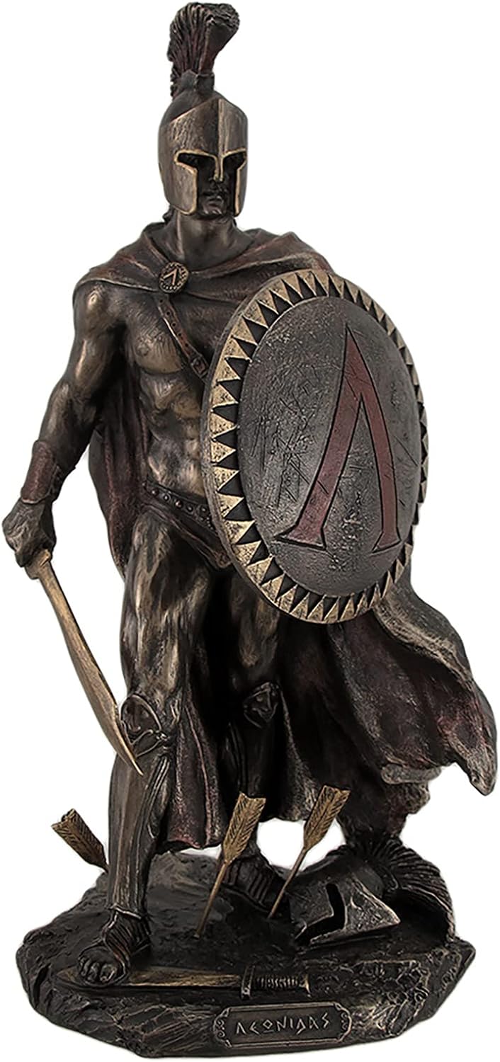 Veronese Designs Spartan King Leonidas with Sword and Shield Bronzed Statue - 10 Inch