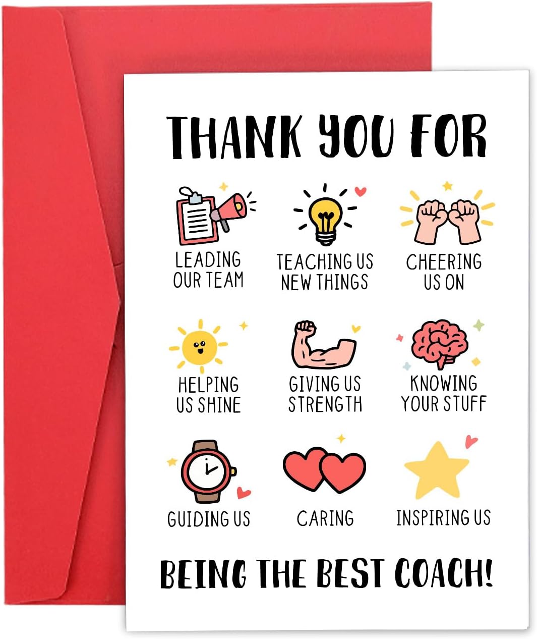 Coach Thank You Cards Coach Gifts for Men Women Soccer Coaches Appreciation Cards Bulk Baseball Coaches Appreciation Gift for Volleyball Football Softball Dance Cheer Coa-ch Christmas Stocking Stuffer
