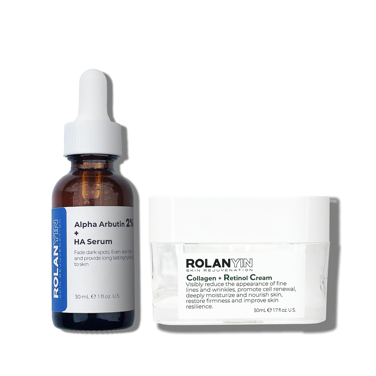 ROLANYIN Alpha Arbutin 2% + HA Serum and Collagen + Retinol Cream
