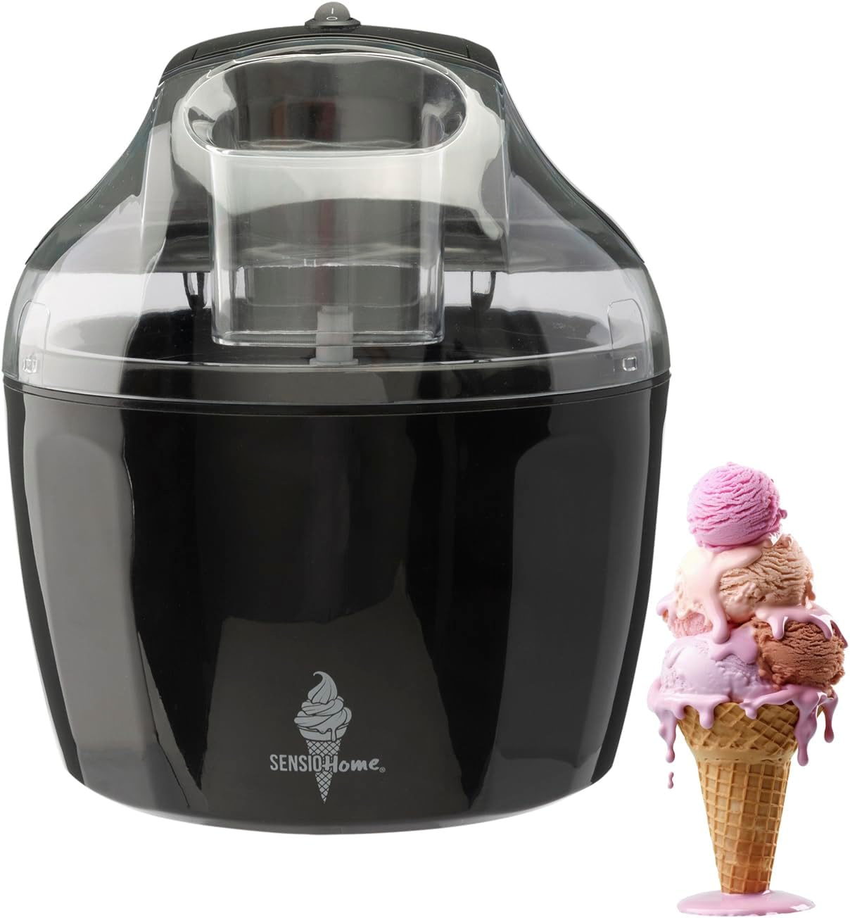 Sensio Home Ice Cream Maker Machine - Gelato Sorbet Frozen Yoghurt in 20 Minutes - Detachable Mixing Paddle - Easy to Operate – Voted Winner Independent Best Buy (Black)