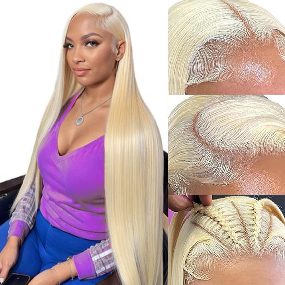 613 Lace Front Wig Human Hair Pre Plucked Blonde Wig Human Hair 180% Density 13x4 Straight HD Lace Frontal Wig Glueless Wigs Human Hair With Baby Hair 26 Inch
