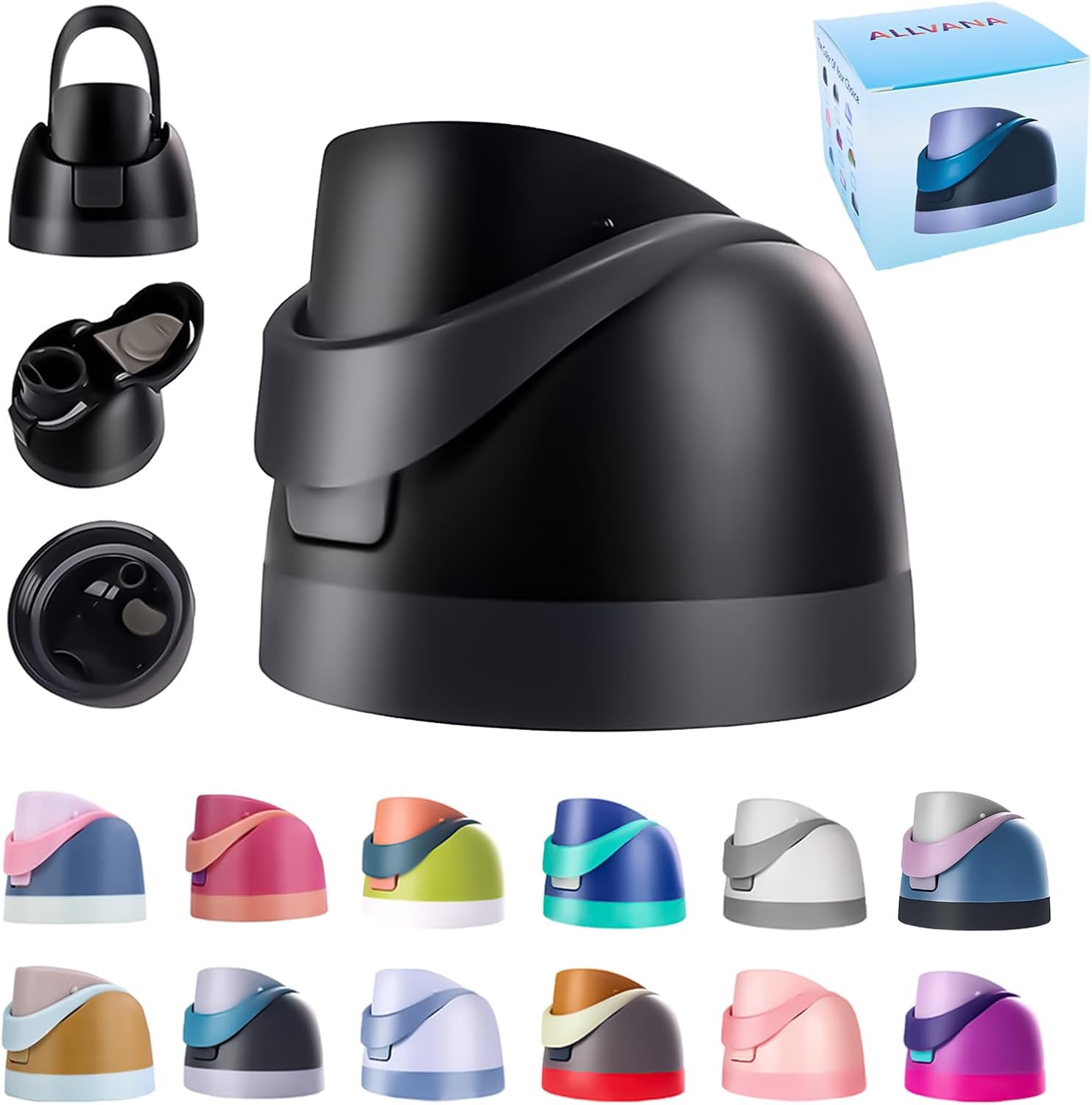 Premium Replacement Lid for Owala FreeSip 16-40oz Bottles - Leakproof, BPA-Free, Durable Hinge Design (Fits 24/32/40oz Models) (Black)