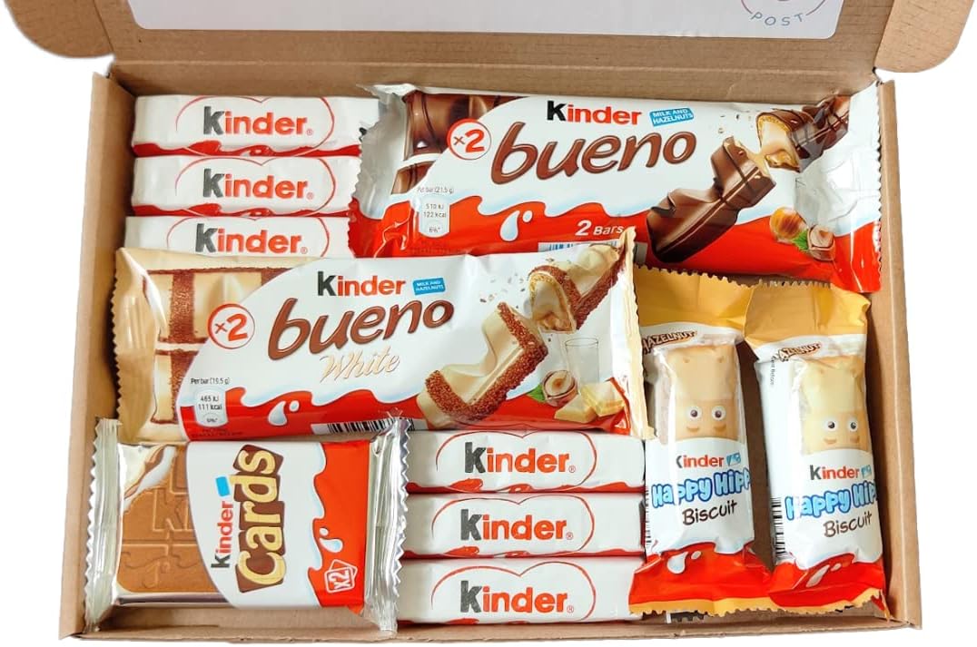 Kinder Chocolate Gift Box, Kinder Selection Box, Kids Chocolate Gift, Birthday Chocolate Hamper, Happy Hippos, Cards, Bueno Letterbox Gift, Chocolate Lover Selection Box