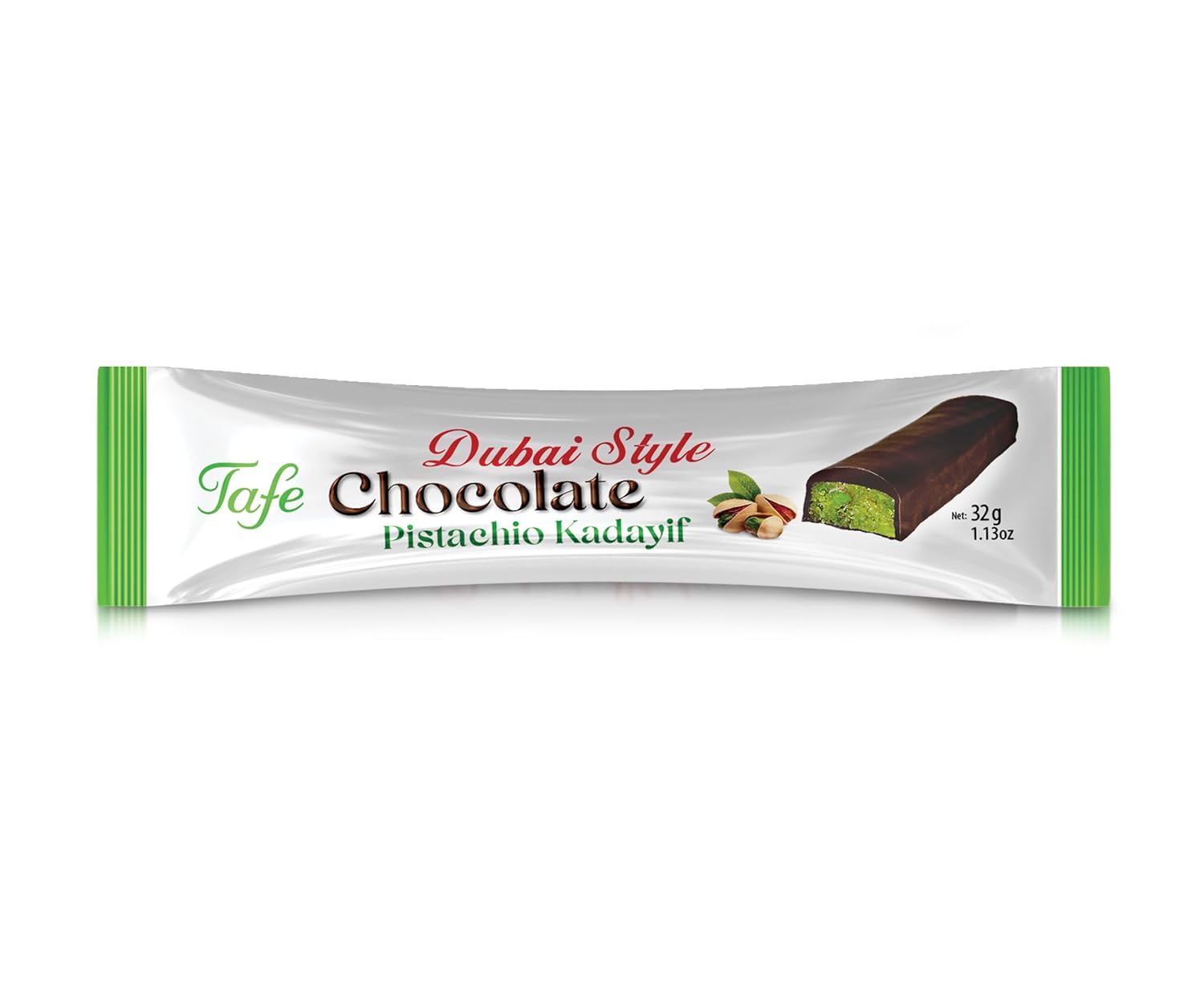 Dubai Style Pistachio Kadayif Chocolate Bar– Gourmet Turkish Dessert with 30% Pistachio, Dark Chocolate Covered, Crunchy & Sweet, Authentic Middle Eastern Treat – 32g x 24 Pack. (1.13oz)