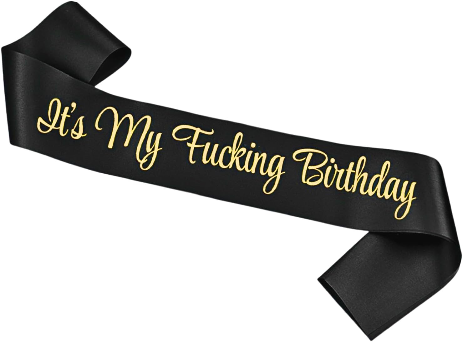 Black With Gold Glitter ‘It’s My F***ing Birthday’ Sash, Birthday Sash for Wome and Men, Reusable Happy Birthday Etiquette Ribbon, Birthday Party Decorations