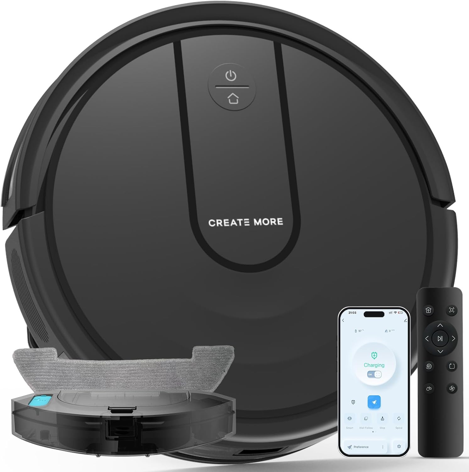Bagotte Robot Vacuum and Mop Combo, 5000Pa Mopping Robot Vacuum Cleaner with Schedule, 4 in 1 Robotic Vacuum Cleaner,Ultra Slim,Self-Charging,Wi-Fi/Voice/App, Perfect for Pet, Hard Floors, Carpet