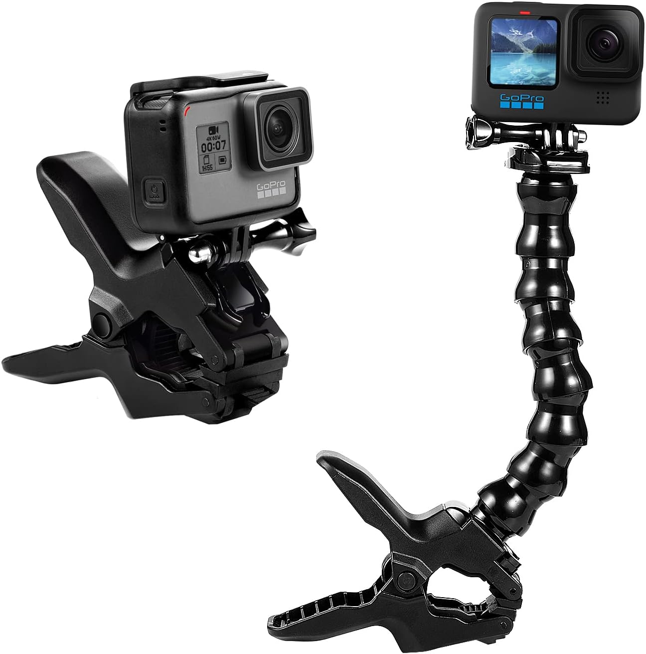 Suptig Jaws Flex Clamp Mount Gooseneck Mount for GoPro Hero 13 Hero 12 Hero 11 Hero 10 Hero 9 Hero 8 Hero 7 Hero 6 Hero 5 Hero 4 Session Hero 3+ Hero 3 Akaso EK7000 DJI osmo Arlo Action Camera.