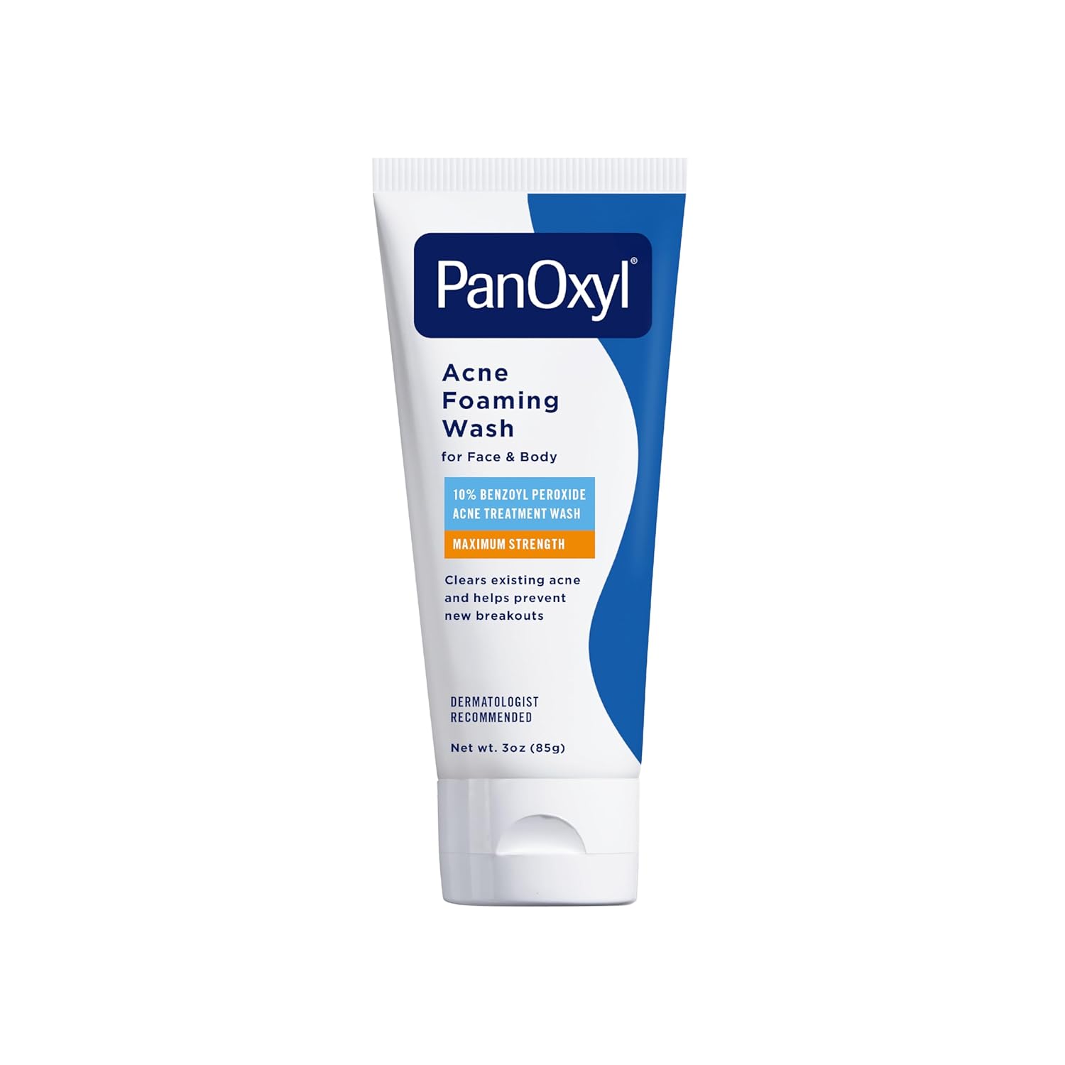 PanOxyl Acne Foaming Wash for face & body Benzoyl Peroxide 10% Maximum Strength antibacterial, 3 oz. - Travel Size