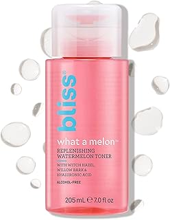Bliss What a Melon Replenishing Watermelon Hyaluronic Acid Toner - 7 Fl Oz - Witch Hazel & Willow Bark - Hydrates, Refreshes and Energizes Tired Skin - Clean - Vegan & Cruelty-Free