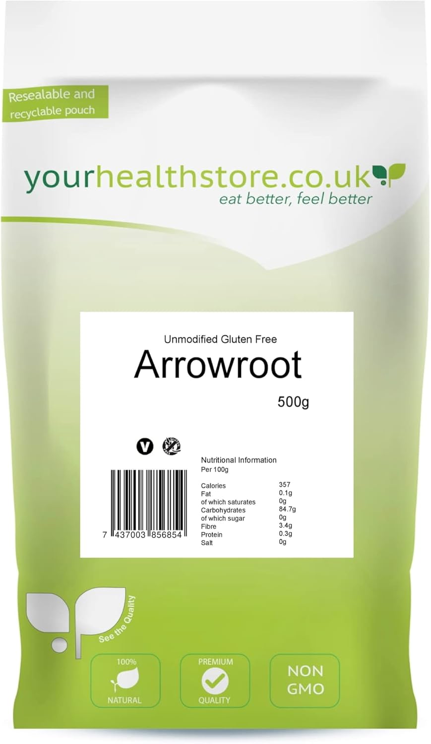 yourhealthstore Premium Unmodified Arrowroot 500g, Gluten Free, Non GMO.