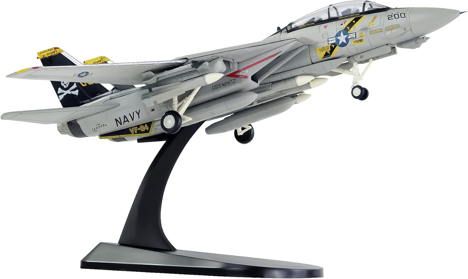 HANGOU 1/100 F14 Tomcat Model Fighter Jet Plane Model Alloy Diecast Model Aircraft for Gift or Collection Model(Movable wing)