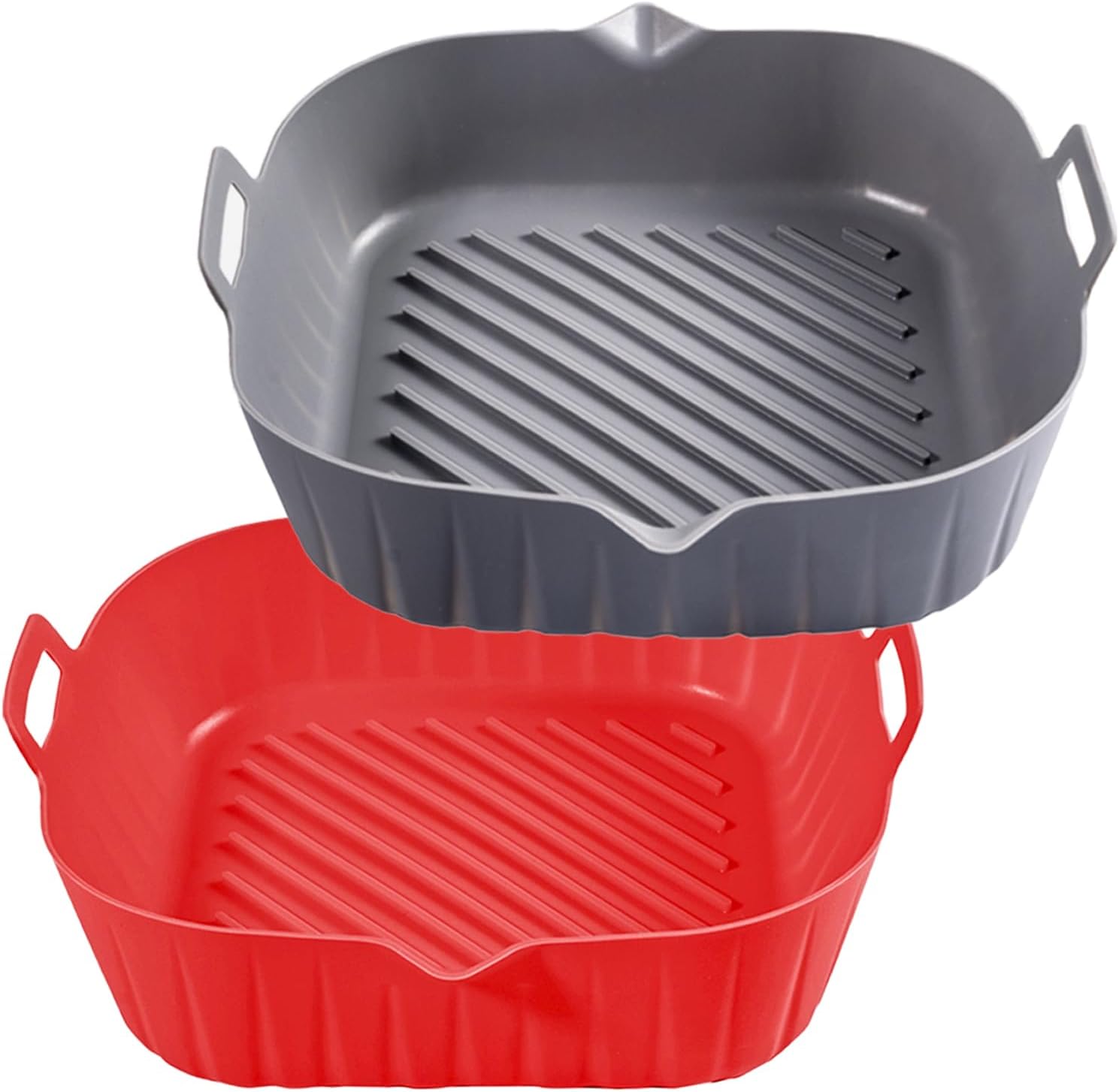 Silicone Liners Square 8 Inches for Air Fryer, 2 Pcs Non-stick Food-grade Reusable Silicone Pot Baking Tray Basket Bowl Oven Air Fryer Accessories
