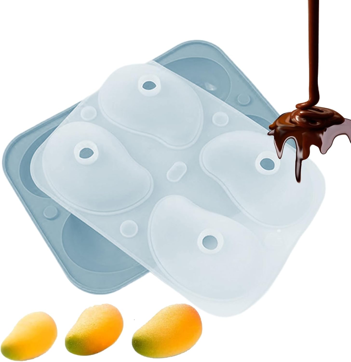 Silicone Molds for Mousse Cakes | Pudding Mould Mango Shape 3D - 4-Cavity Easy Demoulding Cake Moulds for Jelly Pudding Chocolate Home Kitchen Cooking Class Instructors Wedding