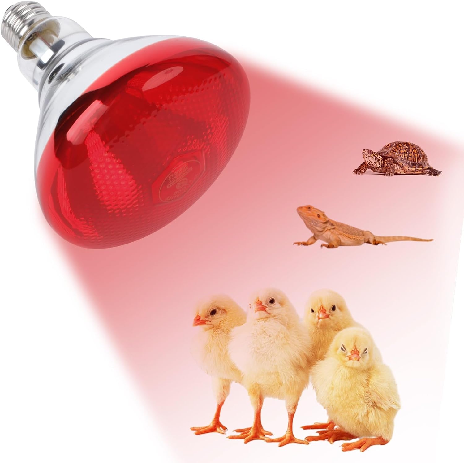 Infrared Heat Lamp Bulbs for Chicken, 250W Infrared Light Red Heat Bulb, Reptile Heat Lamps for Poultry, Chicks, Puppies, Cats, Pigs, Dogs