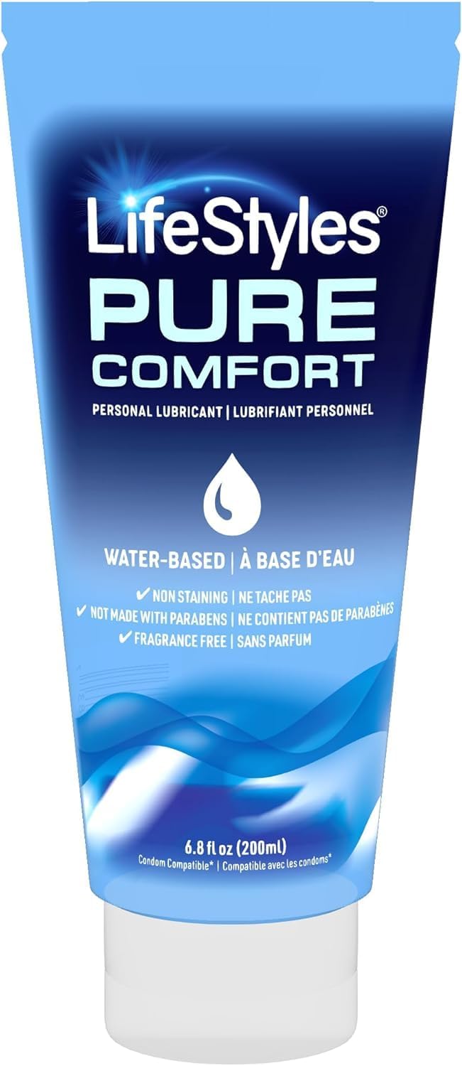 LifeStyles Pure Comfort Water Based Personal Lubricant, 6.8 fl oz,1 Pack, pH-Balanced, Transparent, Fragrance-Free, Paraben-Free