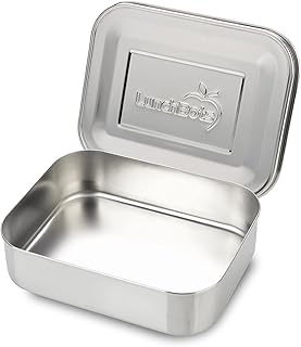 LunchBots Medium Uno Stainless Steel Sandwich Container - Open Design for Wraps - Salads or a Small Meal - Eco-Friendly - Dishwasher Safe and BPA-Free - Stainless Steel