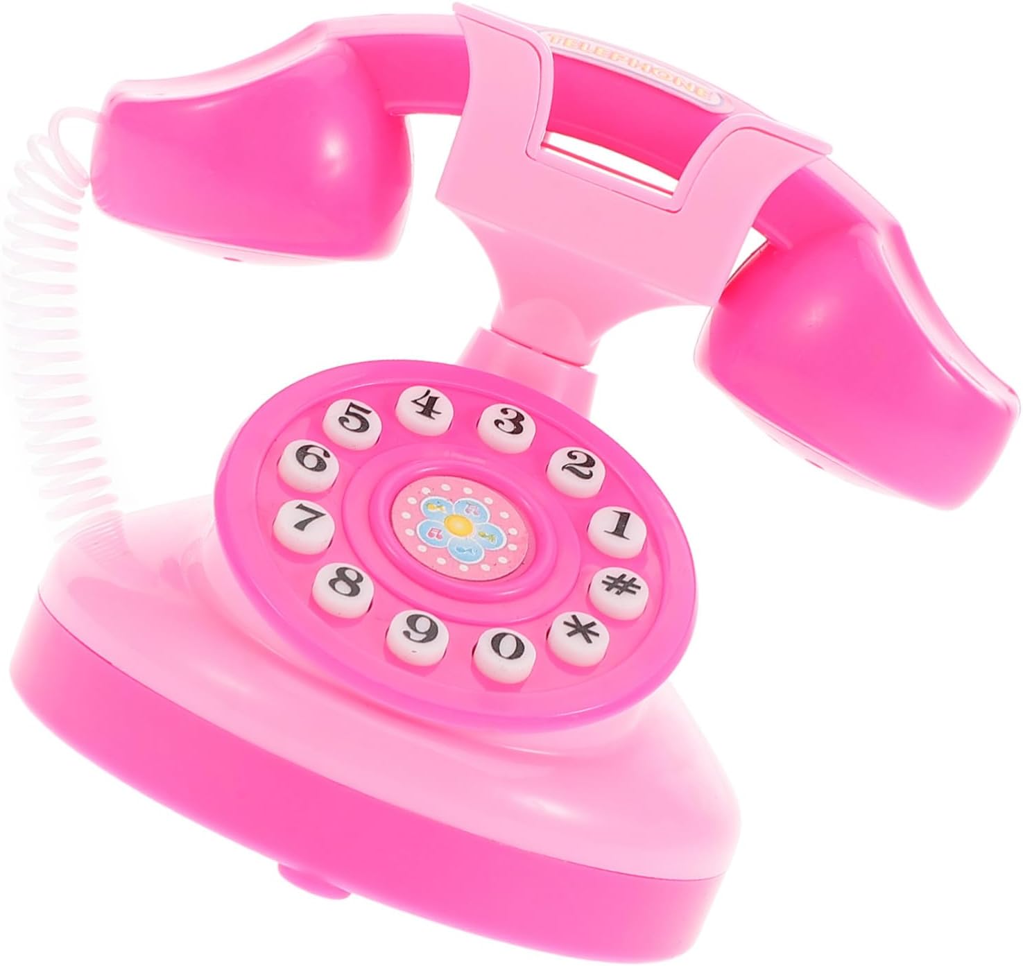 COSMEVIVI Mini Toy Landline Phone for Kids Realistic Pink Pretend Play Telephone Educational Interactive Toy for Children's Role Play No Batteries Included