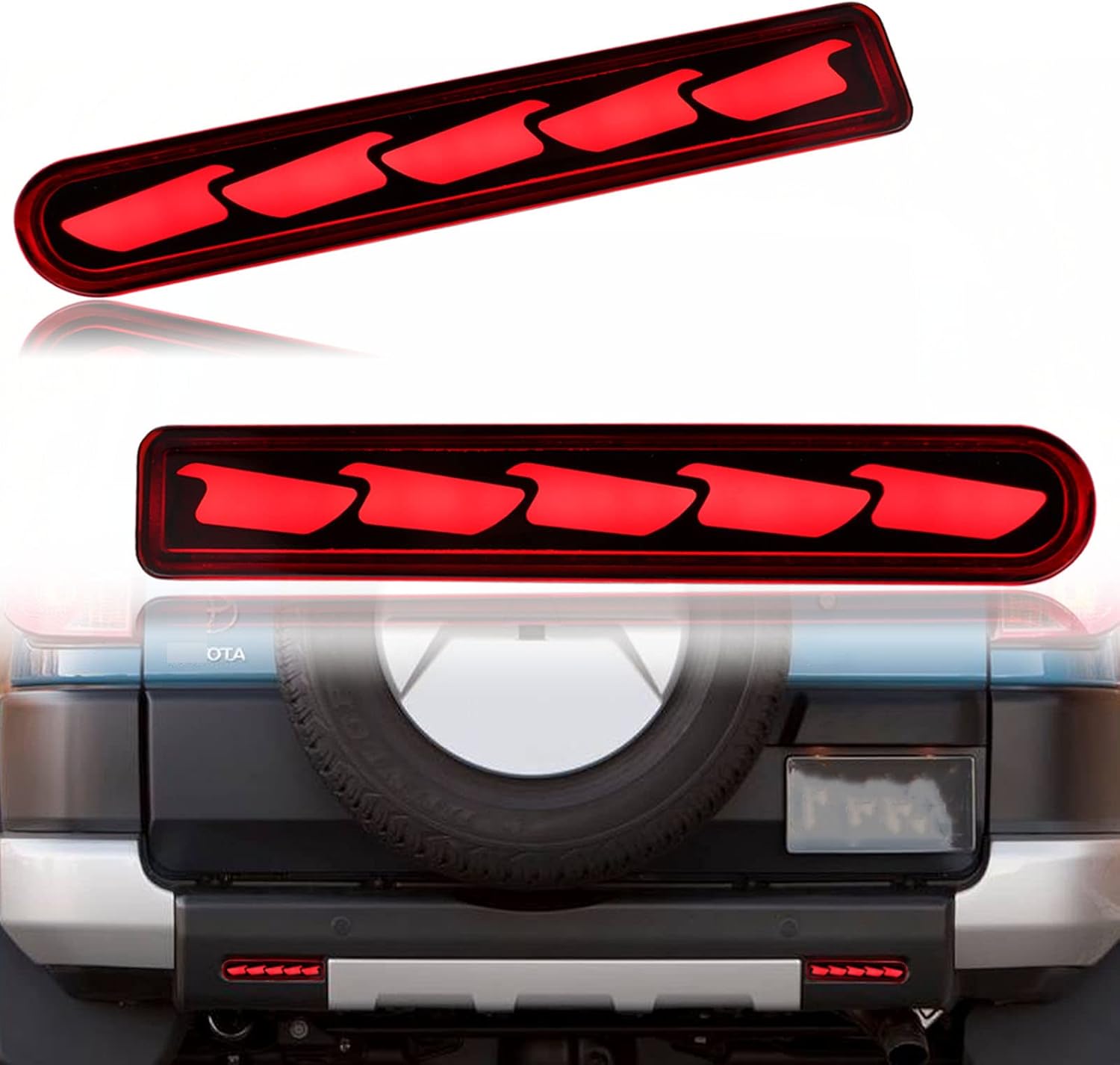 DRL Red Lens LED Rear Fog Daytime Running Lamp Dynamic Sequential LED Turn Signal Light Function Compatible with Toyota FJ Cruiser 2007-2022 Accessories(U Style)