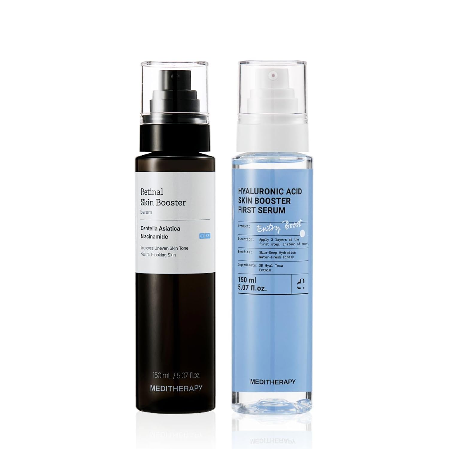 MEDITHERAPY The Glass Skin Booster Duo - Retinal Skin Booster Serum + Ultra Hydrating Acid Serum (K-Beauty Set)