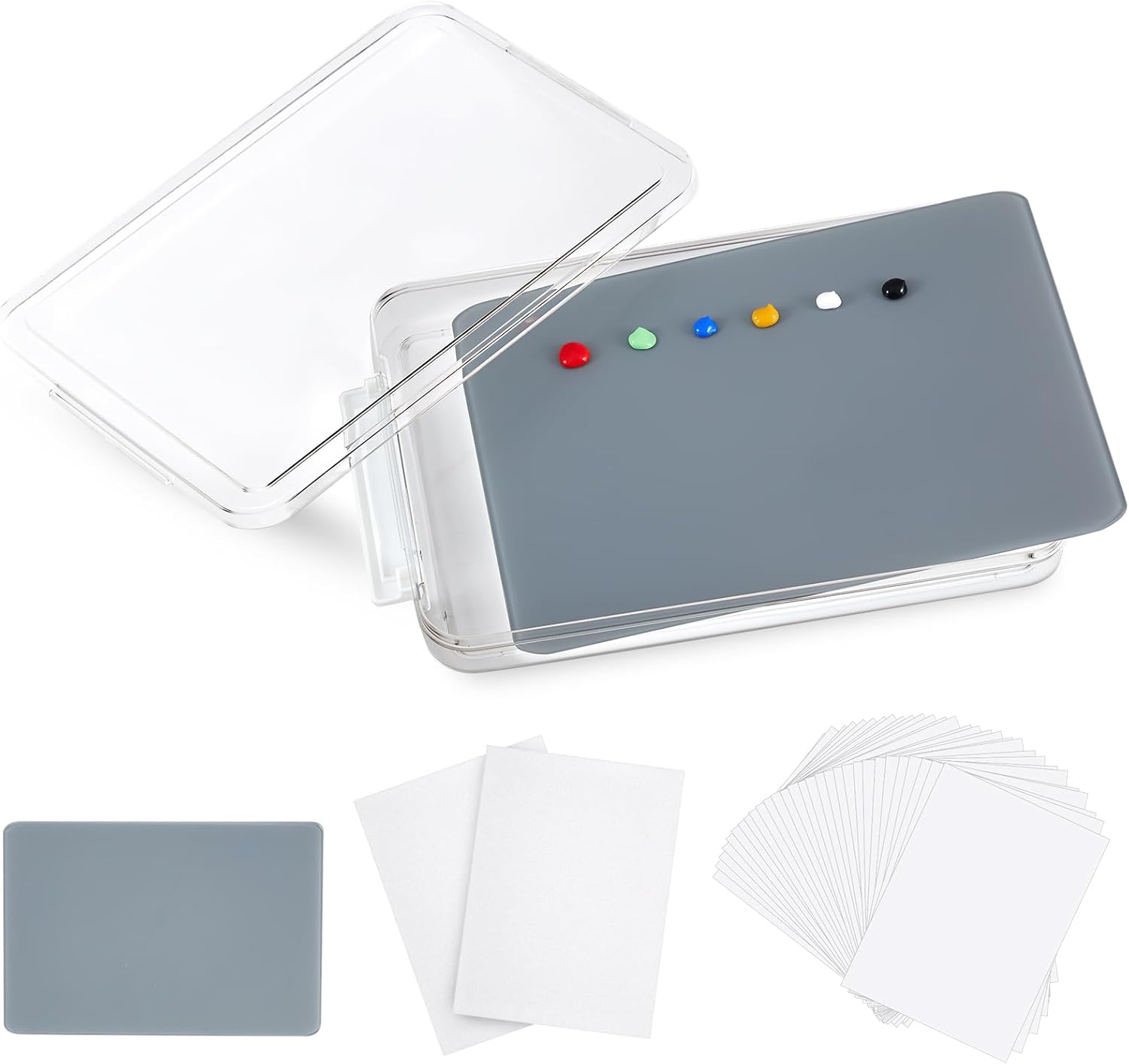 Nuanchu 1 Set Glass Oil Paint Palette and Artist Palette Seal 9x12 Inch Set with 40 Sheets Double Coated Paper, Tempered Glass Easy Clean for Painting, Keep Paint Fresh, DIY Color