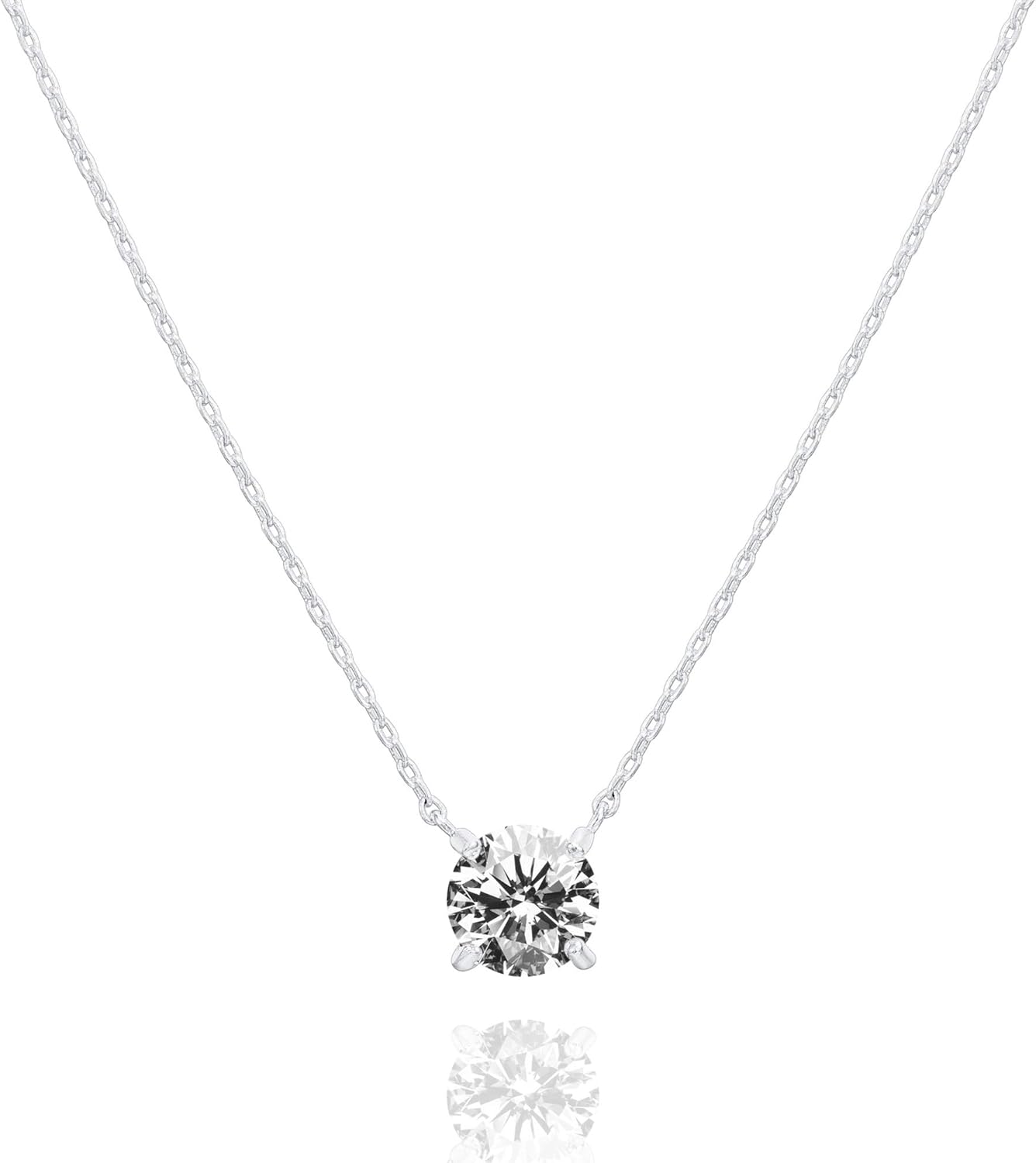 PAVOI 14K Gold Plated Crystal Solitaire 1.5 Carat (7.3mm) Cubic Zirconia Dainty Choker Necklace | Gold Necklaces for Women