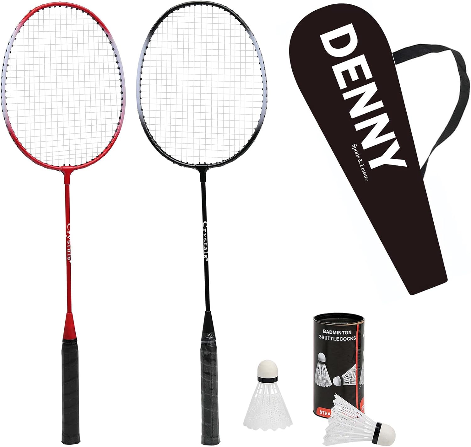 Crystals Badminton Racket Set for 2 or 4 Players | Includes Rackets, Shuttlecocks & Carry Bag | Lightweight & Durable | Perfect for Garden, Beach, Park & Holidays