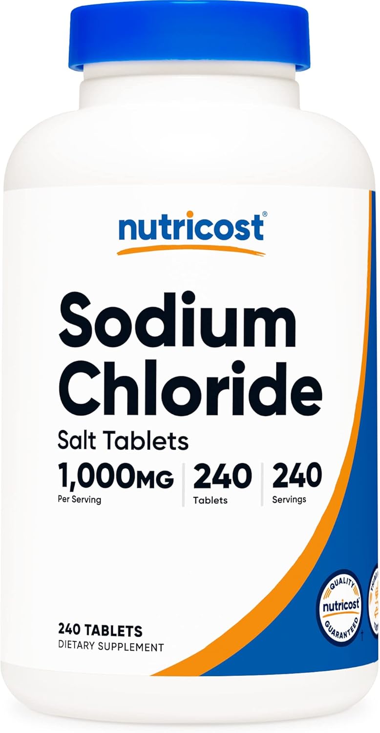 Nutricost Sodium Chloride 1000mg, 240 Tablets - Salt Tablets, Non-GMO, Gluten Free