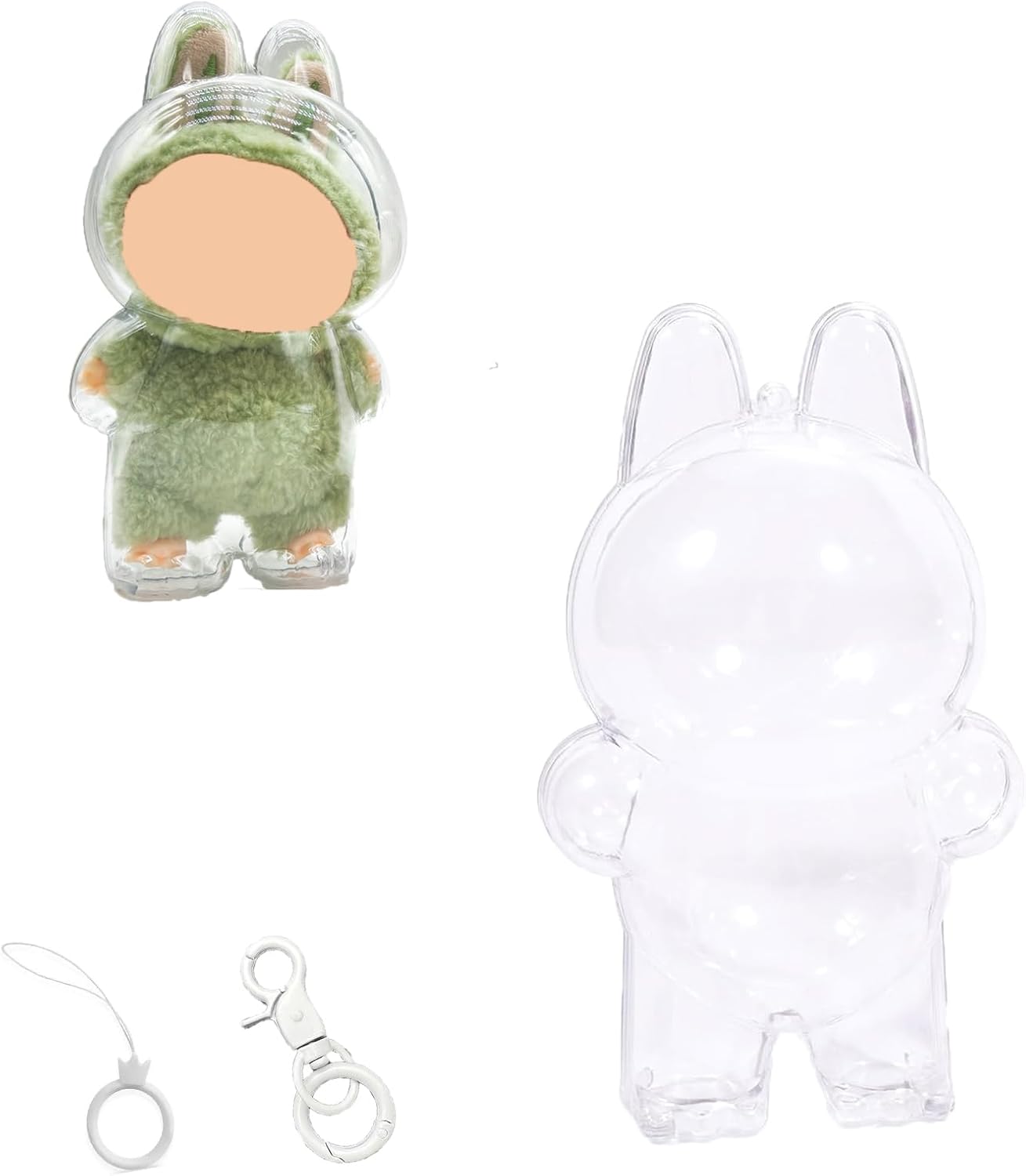 Cases for Labu, Labu Protective Case Cover Acrylic Clear Protector for Labu with Keychain (Doll Not Included,1 PC Standing Case)