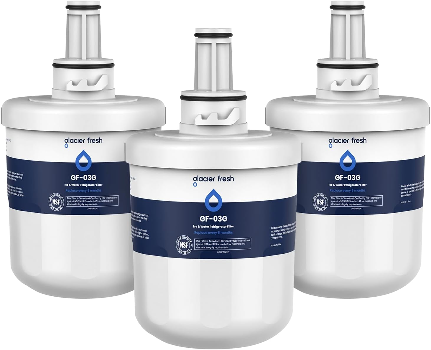 GLACIER FRESH Replacement for DA29-00003G Water Filter, Compatible with Samsung* Aqua-Pure Plus, DA29-00003F, DA29-00003B, HAFCU1, RFG237AARS, FMS-1, RS22HDHPNSR, RSG257AARS, WSS-1, 3 Pack