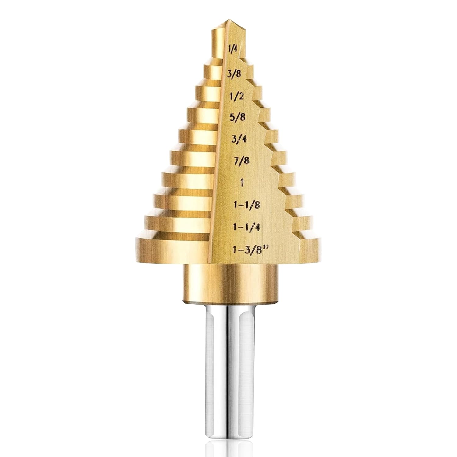 Titanium Coated HSS Step Drill Bit – 10 Sizes (1/4" to 1-3/8") | High-Speed Steel Unibit for Metal & Plastic Sheet Drilling