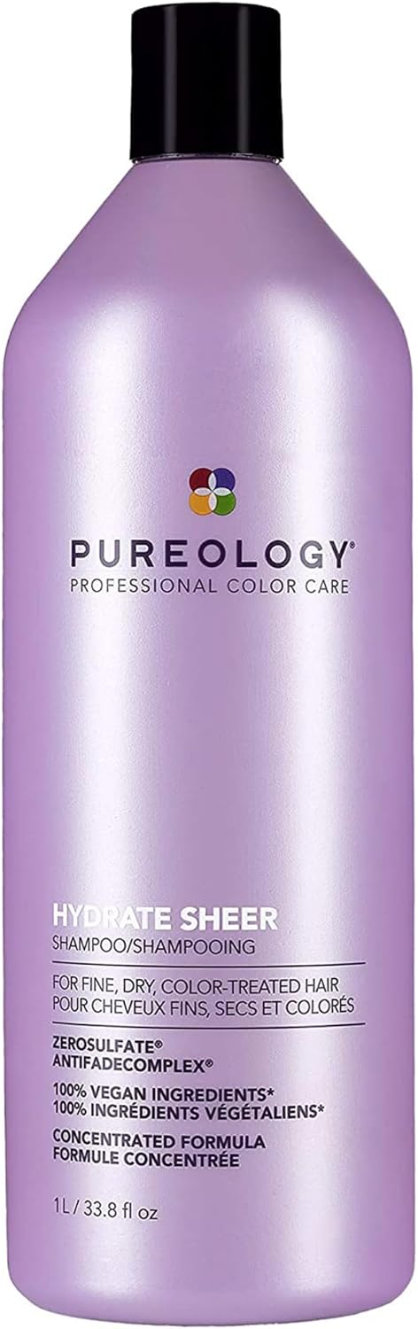 Pureology Hydrate Sheer, Moisturising Shampoo, For Fine, Colour Treated Hair, Vegan Formulas, Sulphate Free for a Gentle Cleanse