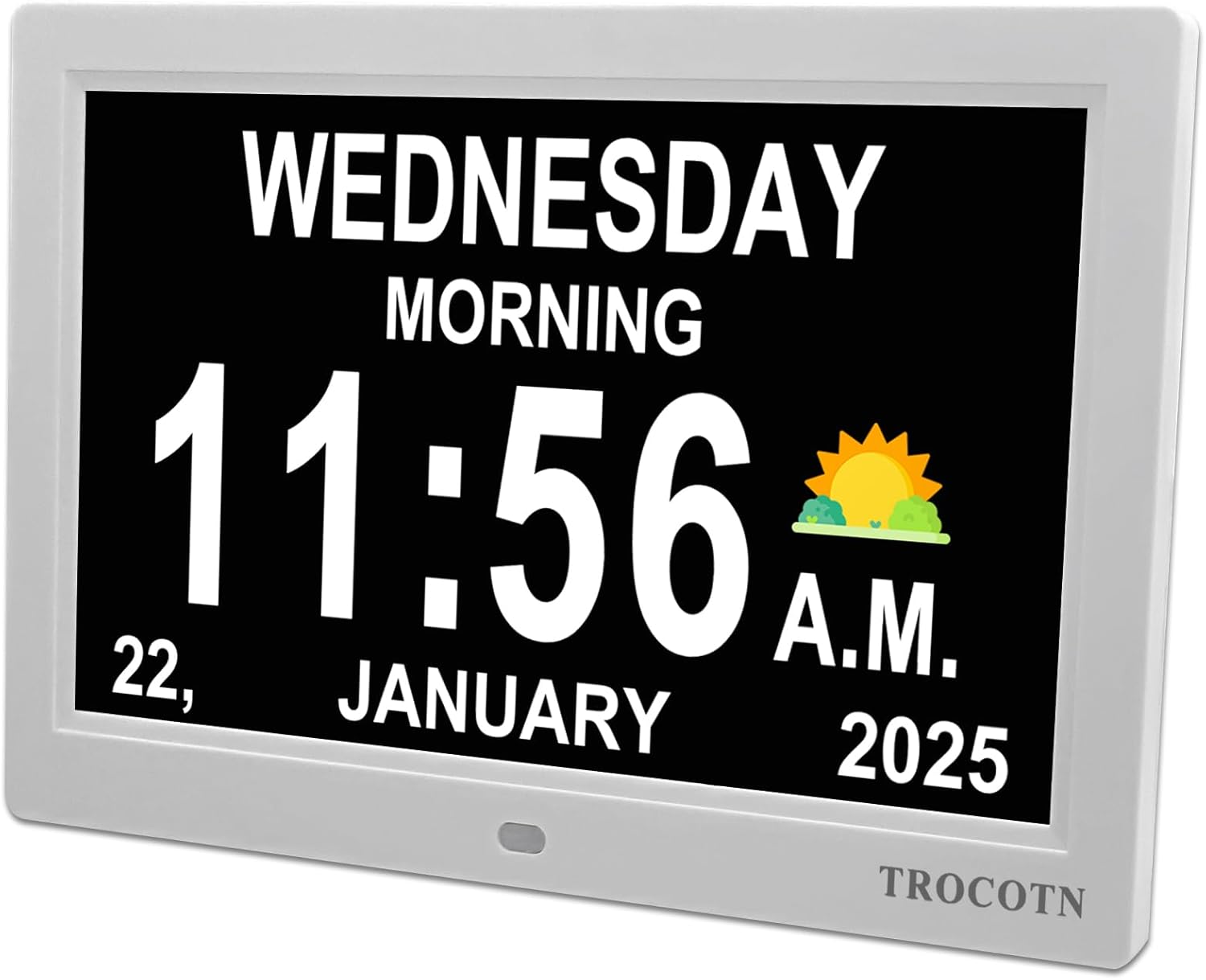 TROCOTN Dementia Clock, Digital Clock with Date and Day for Elderly Use, Large Display with Auto-Dimming for Bedroom and Living Room (10 Inches White)