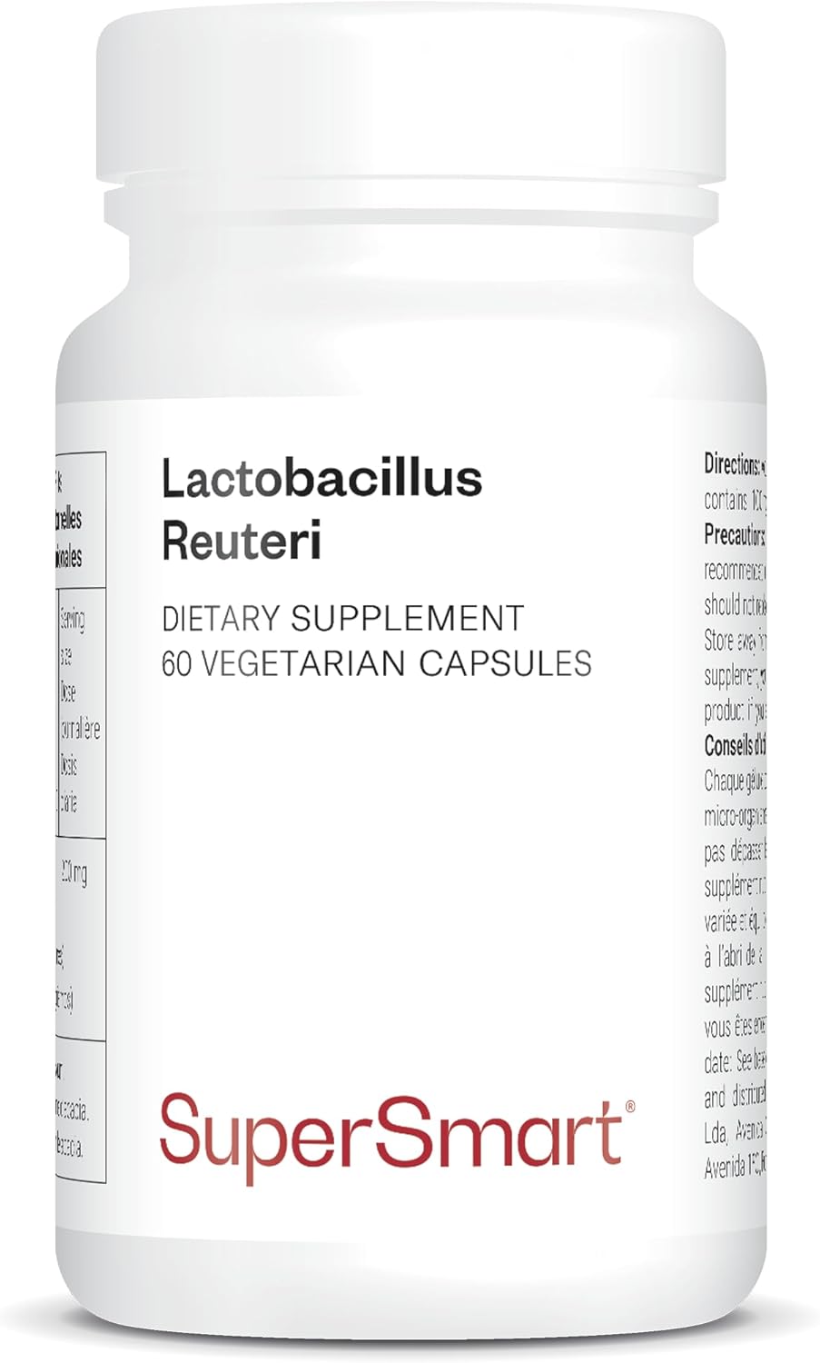 Lactobacillus Reuteri - Supplement for Digestive Comfort - 5 Billion CFUs per Day - Supports Intestinal Transit Health - Non-GMO - 60 DR Caps™ - Gluten-Free - Supersmart