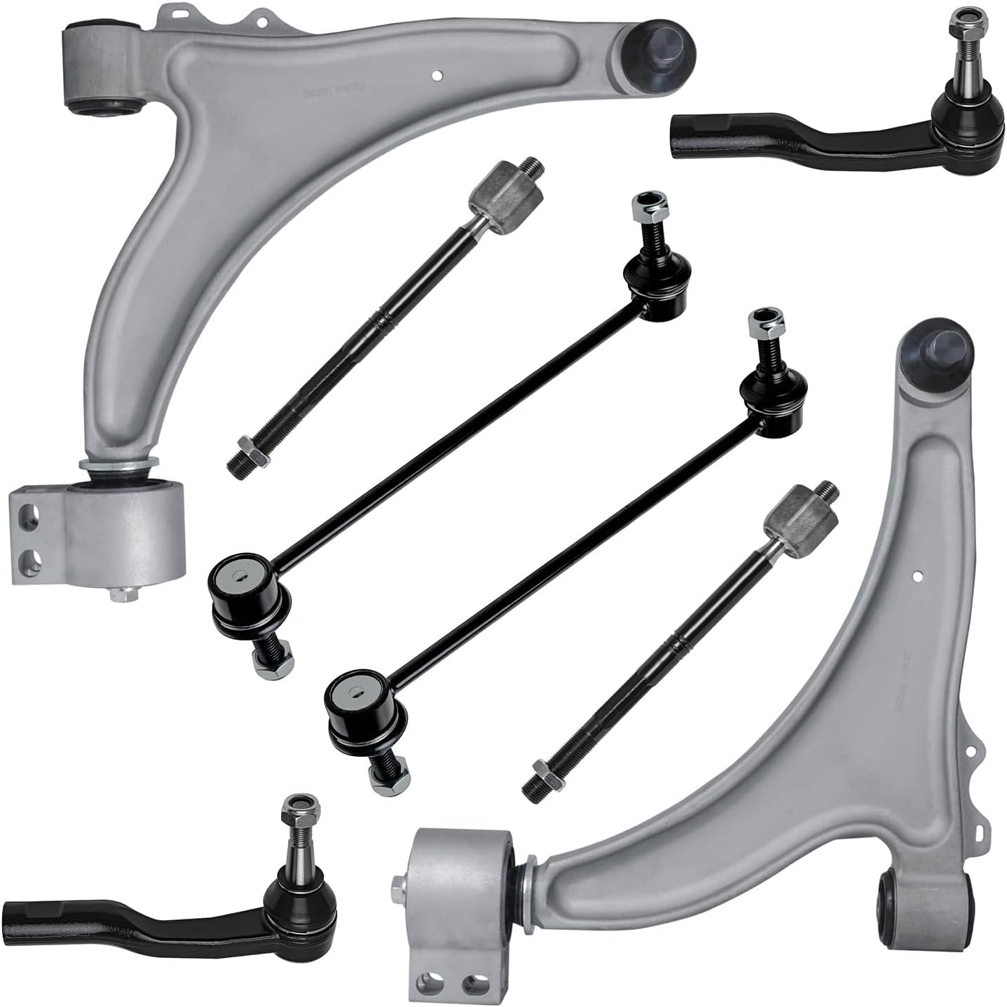 Detroit Axle - Front Lower Control Arms Kit for 2013-2015 Chevy Malibu, 2 Lower Control Arms w/Ball Joints, 4 Inner & Outer Tie Rods, 2 Sway Bar Links 2014 Replacement