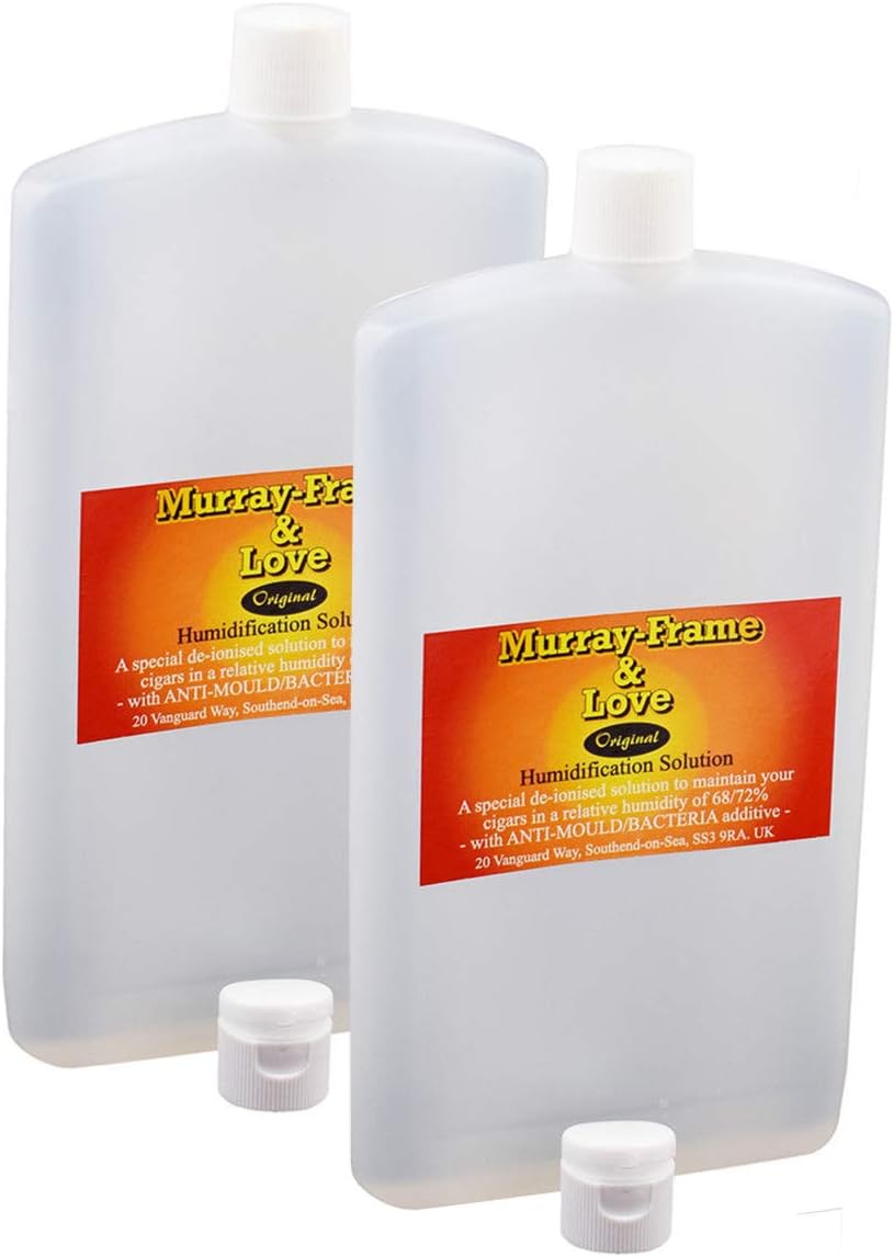 GMI300-2 - Murray Frame & Love Cigar Humidor Humidification Solution, 2 x 330ml Slimline Bottles with Anti-Mould Formula