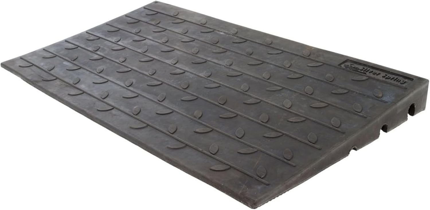 Silver Spring 3" High Rubber 3-Channel Threshold Ramp 600 lb. Weight Capacity for Wheelchairs, Mobility Scooters, and Power Chairs, with Slip-Resistant Surface - DH-UP-83