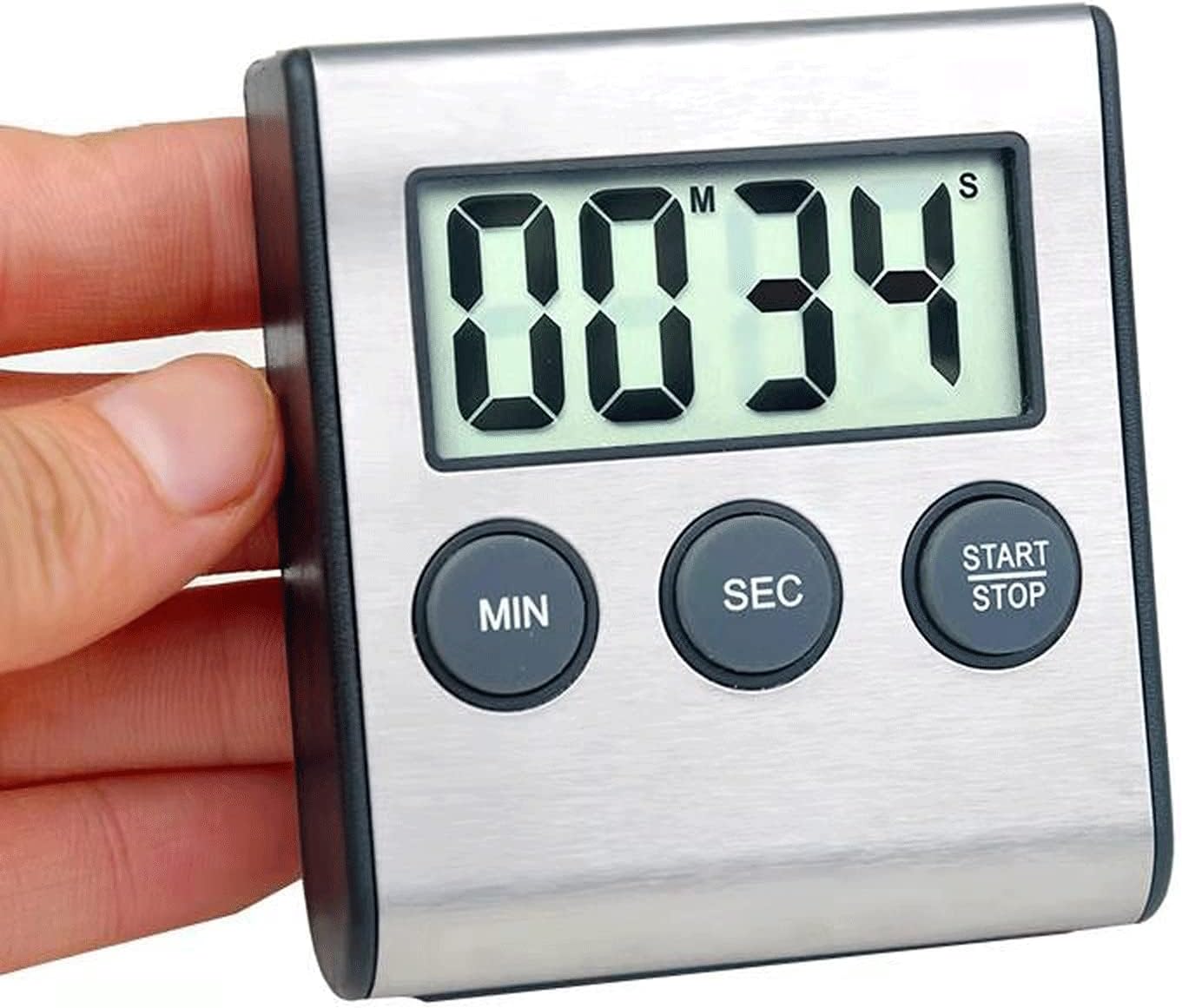 Digital Kitchen Timer - Magnetic Countdown With Loud Alarm, Stainless Steel for Cooking, Baking, Sports Games