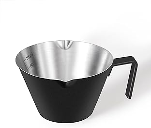Stainless Steel Espresso Cups, Espresso Accessories, Double Spout Metal Measuring Cup with Dual Scale, Espresso Shots Cup with Handle, Coffee Bean Weighing (Matte Black),3.4OZ/100ML
