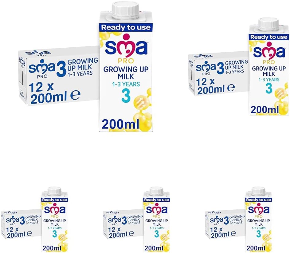 SMA PRO Growing-Up Baby Milk - 1-3 Years | Ready to Use Liquid Formula Milk 200 ml (Pack of 60)