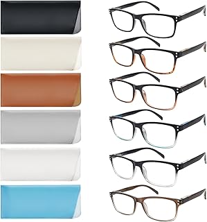 SIGVAN 6 Pack Reading Glasses for Women Men Blue Light Blocking, Spring Hinge Anti Eyestrain Glare Computer Readers (6 Mix-8, 1.5)