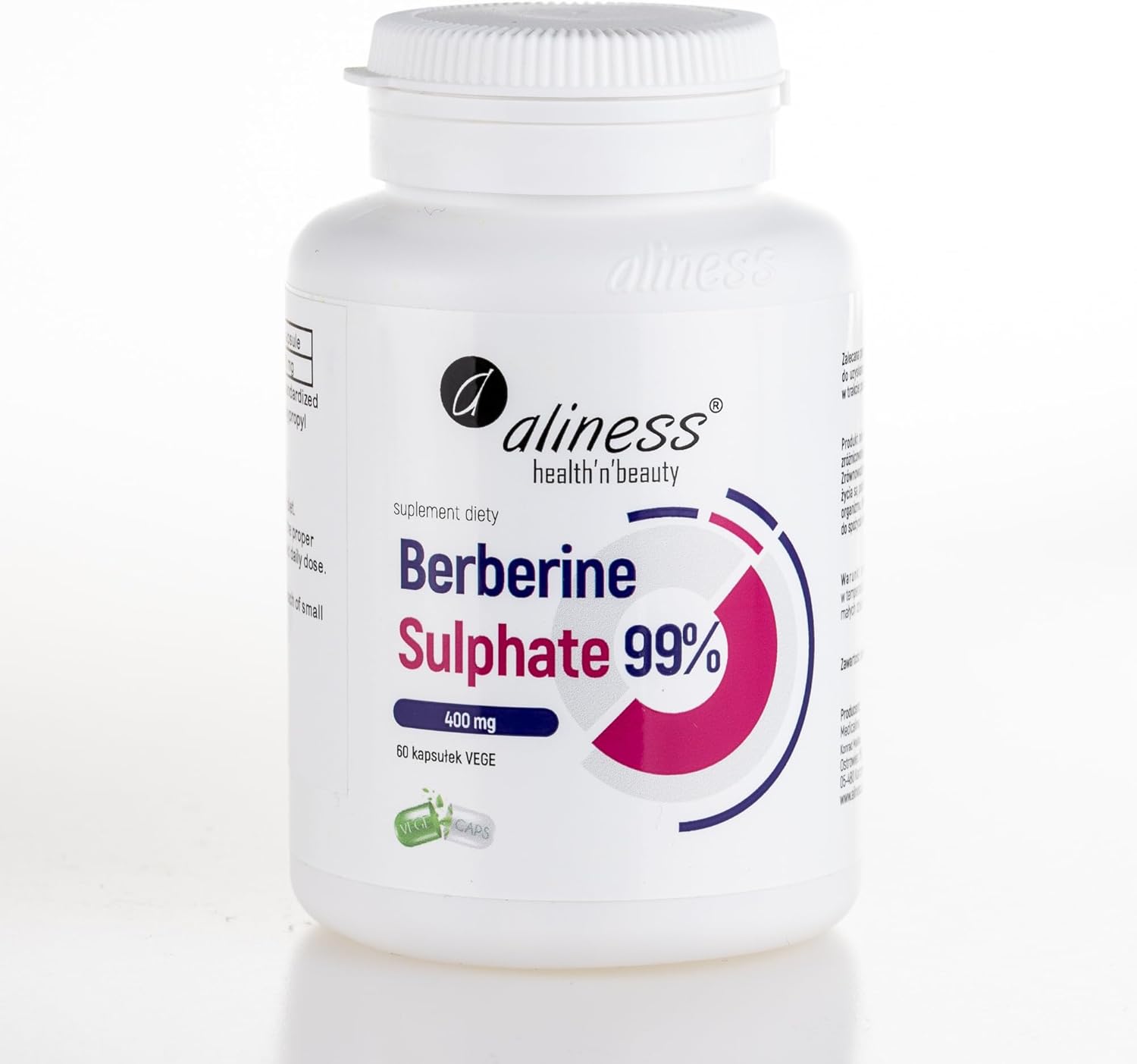 Berberine Sulphate 99% 400mg, 60 Vegan Capsules, Candida and Thrush Cleanse, PCOS