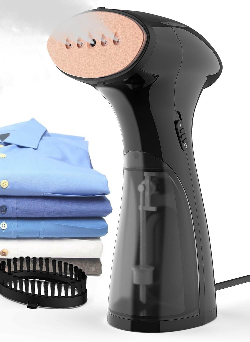 OLAYMEY Clothes Steamer Handheld 1600W, Steamer Clothing 25g Jet Steam Rate for Home Travel, Portable Garment Steamer Iron Removes Wrinkle and Odours with Detachable Water Tank, GY2000, Black
