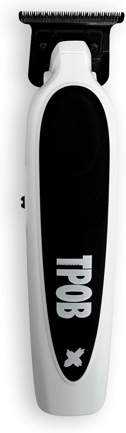 TPOB X Deluxe White Rubber Grip Digital Brushless 7200rpm Professional Hair Trimmer Hair Clippers for Men, Krazy Blade Trimmer Cordless Rechargeable Clippers (White)