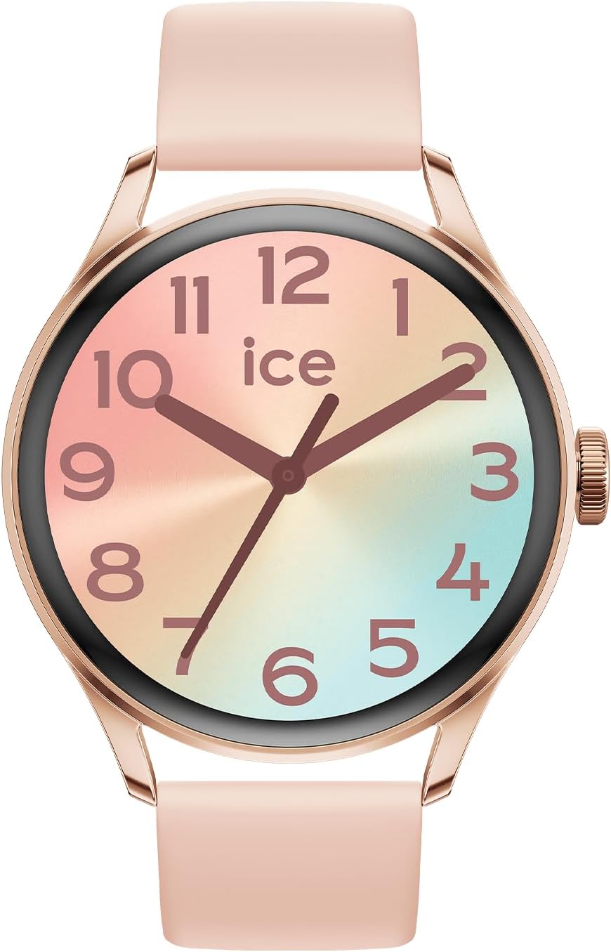 ICE-WATCH - Ice Smart 2.0 - Round Pink Connected Watch with Silicon or Metal Strap for Women - (1,2 Inches) - iOS, Android Water Resistant Smartwatch - Bluetooth, Pedometer, Games