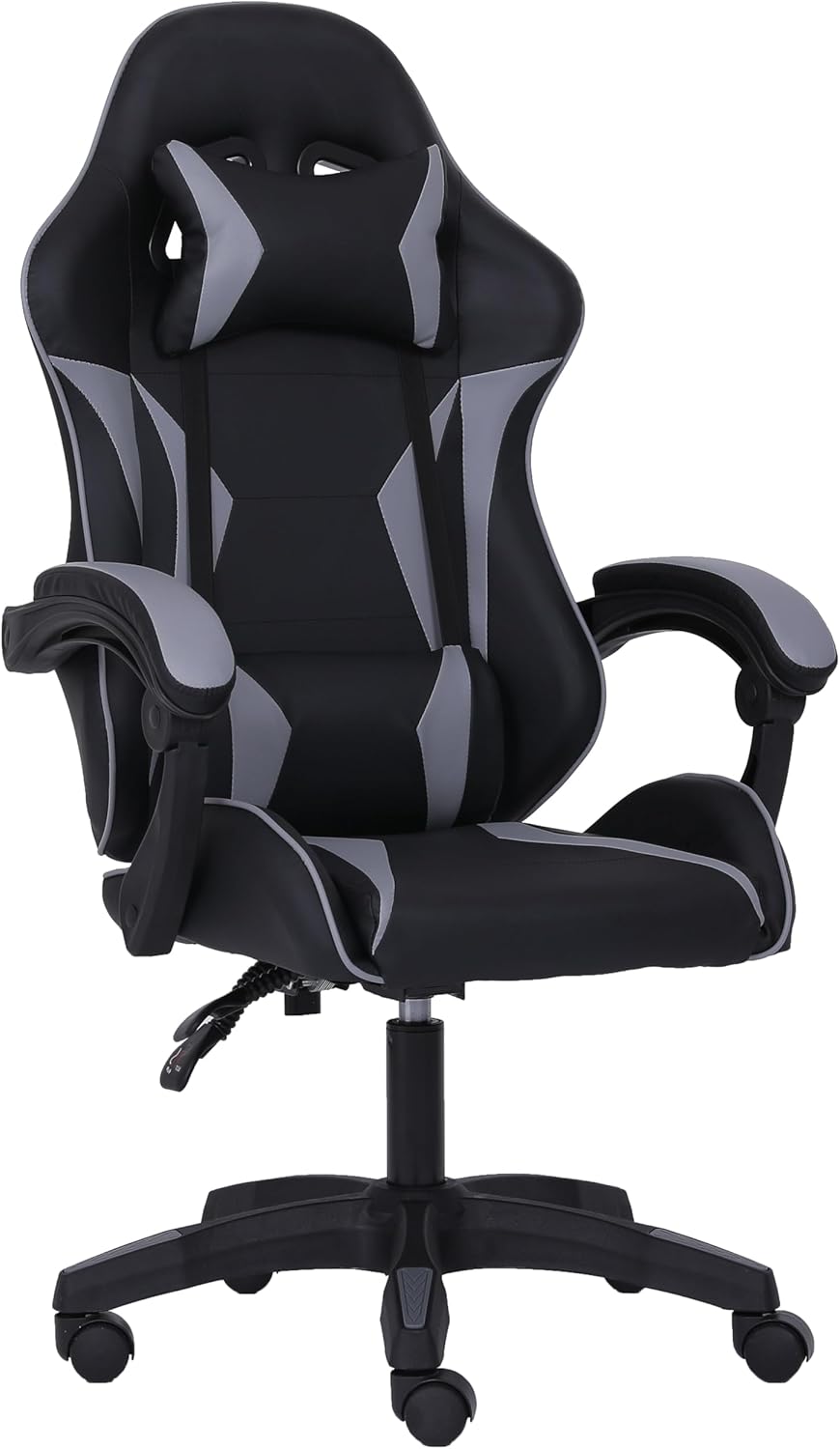 Millhouse Sport Desk Chair with Adjustable Lumbar Support and Head Pillow, X3577 (Grey)